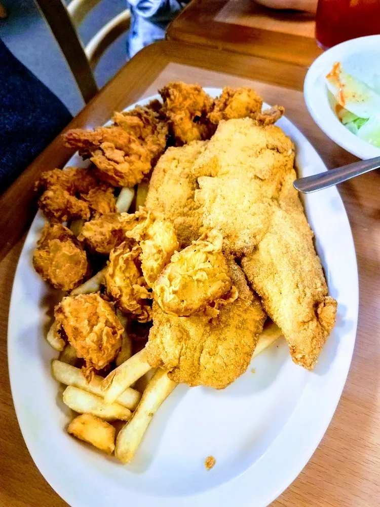 Fried Catfish with Jumbo Shrimp and Scallops